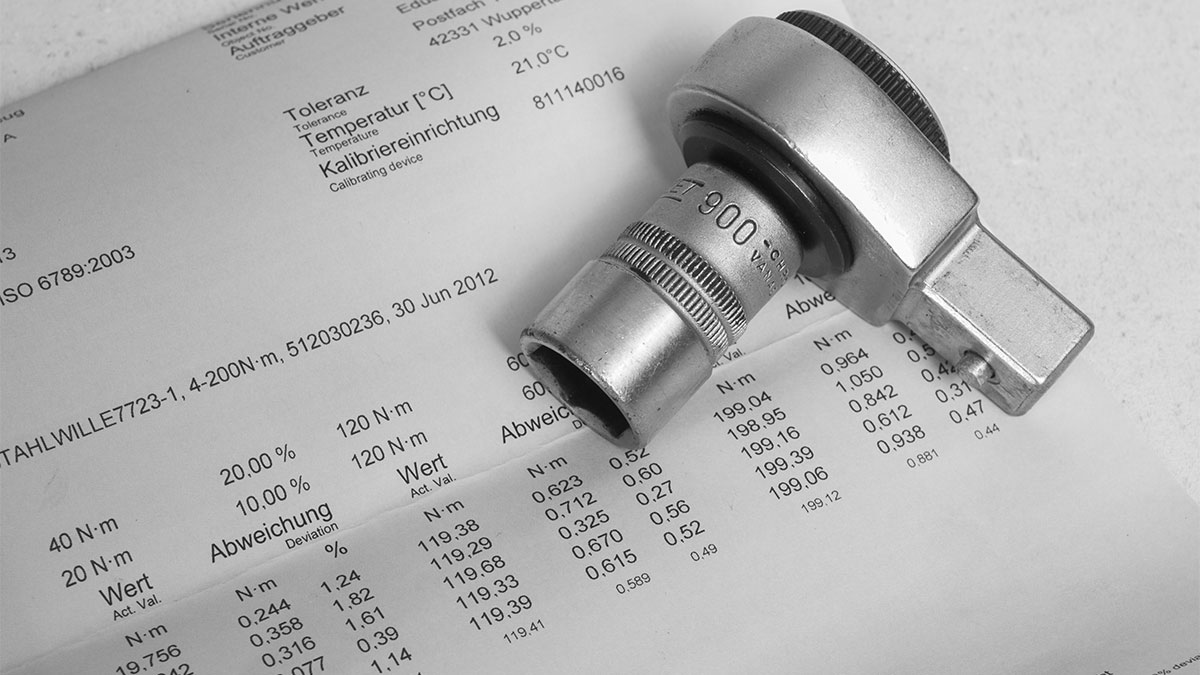 Kalibrierzertifikat für Drehmomentschlüssel mit Qualität