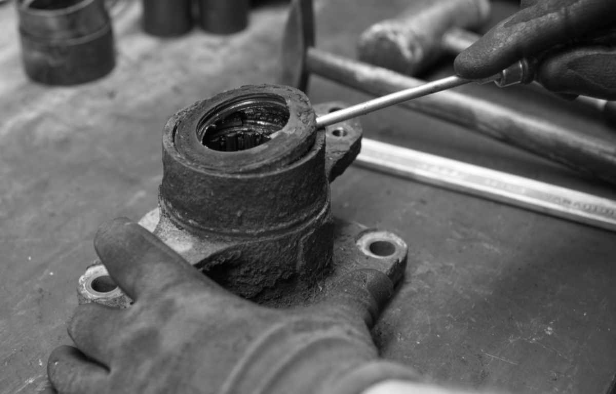 Alten Wellendichtring mit einem Schraubenzieher ausbauen